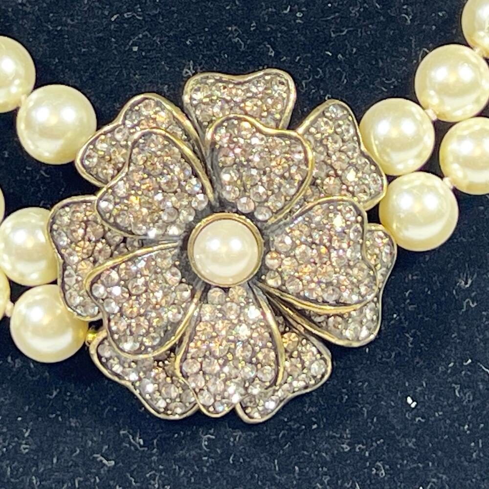 Heidi Daus Passionate Posey Double-Row Beaded Necklace Floral Pendant - Picture 5 of 12